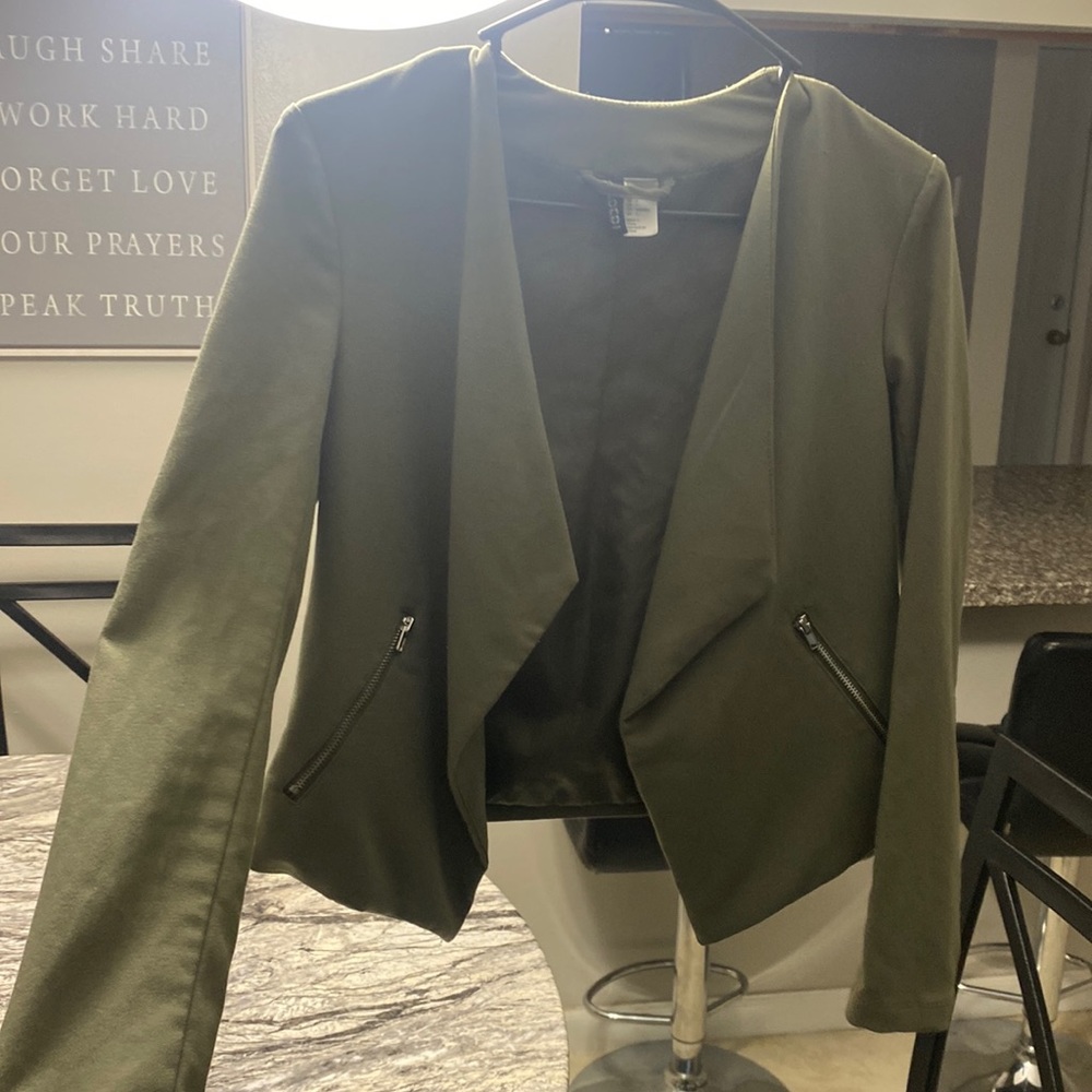 Women’s Army Green Crop Blazer